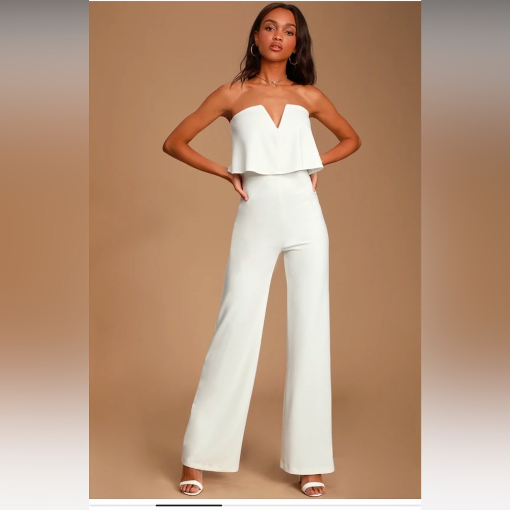 Lulus Power of Love White Strapless Jumpsuit